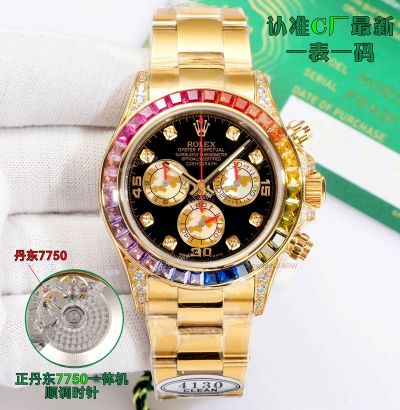 Clean Factory Rolex Daytona 7750 Black Face Watch  